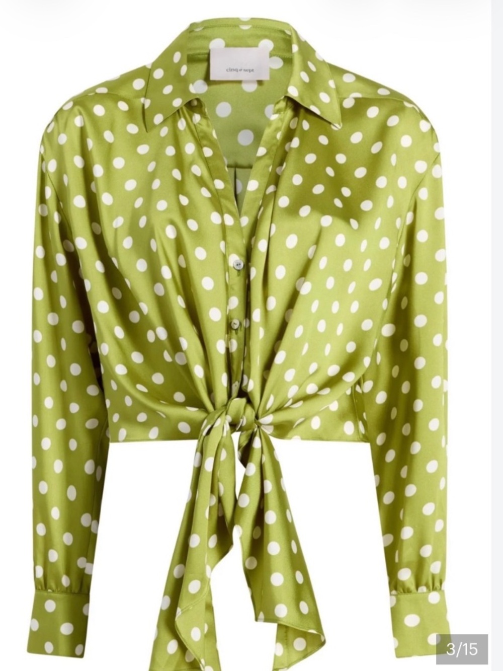 NWT CINQ a SEPT Camille Polka Dot Marianna Top Size M Color Pickle/ivory - Picture 7 of 10
